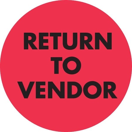 Decker Tape Products Label, DL3557, RETURN TO VENDOR, 2" DL3557